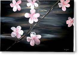 Cherry Blossom Greeting Card By Mark Moore Cherry Blossom Painting Flower Painting Acrylic Painting Flowers