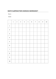 Free Printable Subtraction Chart 2019