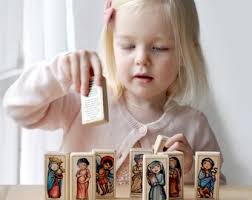 St Agatha Kim A-gi Patron Saint Block with gift bag // Korean Cathoilc  martyr // Catholic Toys by AlmondRod Toys