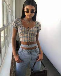 Which consisted of a dark grey crop top and some black leggings. Get The Bag For 26 At Thekriptstore Com Wheretoget Crop Top Outfits Cropped Flannel Outfits Plaid Outfits