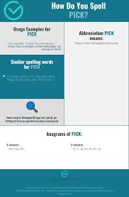 Correct Spelling For Pick Infographic Spellchecker Net