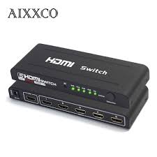 Aixxco Hdmi Switch Splitter 5 Port Hdmi Splitter 5 In1 Converter Auto Ultra For Hdtv V1 4 3d 1080p Hd Ir With Remote Control Hdmi Splitter Hdmi Remote Control