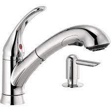 Check spelling or type a new query. Delta Foundations Single Handle Pull Out Kitchen Faucet With Soap Dispenser In Chrome The Home Depot Canada