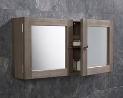 The renewed decor shiplap large mirror is great addition to any bathroom, entryway, office, bedroom or living room or anywhere you can use some. Grey Wash Solid Oak Double Door Mirror Bathroom Wall Storage Cabinet 750mm Wide