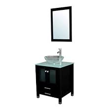 24 bathroom vanity and sink combo stand cabinet,mdf board cabinet,tempered glass vessel sink,round clear sink bowl,1.5 gpm water save chrome faucet,solid brass pop up drain, w/mirror (a16b06) 4.6 out of 5 stars 13 24 Bathroom Vanity Cabinet Vessel Tempered Glass Sink Bowl Faucet Drain Combo Bathroom Vanities Home Plumbing Fixtures