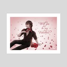 The exuvia shifts closer, growling as something hard grinds against tartaglia's thigh; Zhongli Valentine An Art Print By Levrux Inprnt