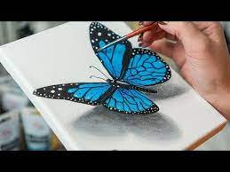 How To Paint 3d Butterfly Blue Butterflies Acrylic Painting Tutorial Step By Step Youtube Butterfly Acrylic Painting Butterfly Painting Butterfly Drawing