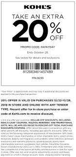 Pinned October 24th Extra 20 Off At Kohls Or Online Via Promo Code Rainyday Thecouponsapp Kohls Coupons Shopping Coupons Promo Codes