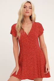 Milla Red Floral Print Button Up Mini Dress Long Sleeve Floral Print Dress Red Floral Dress Red Sundress