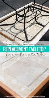 Broken Patio Table Top No Problem Make Your Own Replacement Tabletop With Some Lumber And Tile Tutorial By Patio Table Redo Diy Patio Table Tile Patio Table