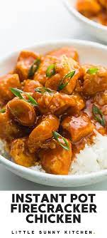 Sweet And Spicy Instant Pot Firecracker Chicken Served On A Bed Of Jasmine Rice Thi Instant Pot Recipes Chicken Instant Pot Dinner Recipes Pot Recipes Healthy