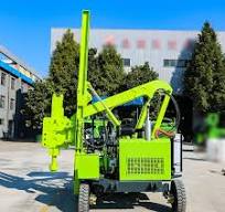 Small Wheeled Guardrail Pile Driver High Horsepower Hydraulic Hammer Pile  Driving Drilling Machine