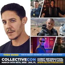 Theo Rossi will be a guest at the March 14th-16th, 2025 Collective Con in  Jacksonville, Florida! Known for his roles as 'Juice' Ortiz
