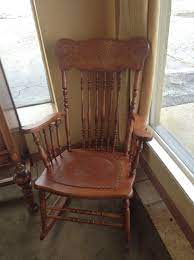Chair Vintage Wooden Rocking Chair With Leather Seat 20 W 16 D 38 H Reduction Schedule 02 12 17 83 99 02 27 Chair Wooden Rocking Chairs Rocking Chair