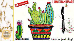 easily draw a beautiful cactus kawaii step by step أرسم أجمل وأسهل فاز faber castell handmade my love