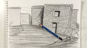 تعلم رسم بيوت شعبية بسيطه بالقلم الرصاص اسكتش منظر اثري youtube