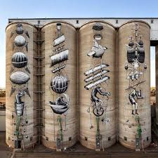 We Street Art On Instagram Silos In Perth Painted By The British Artist Phlegm Photo Bewley Shaylor Murals Street Art Street Art Urban Art