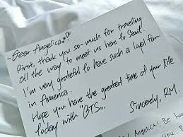 Bts Members Wrote Letters For An Ill Army Who Came All The Way To Seoul To Meet Them This Letter Was From Rm Bts How To Be Outgoing Bts Members