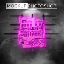 Lighting Neon Effect Mockups In 2020 Mockup Logo Design Mockup Mockup Free Psd