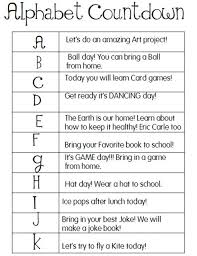14 Alphabet Countdown Calendars Here Comes The End Of The Year School Activities End Of Year Teaching First Grade