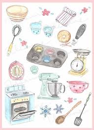 Clip Art Watercolor Vintage Baking Accessories Set 20 Etsy Baking Art Vintage Baking Clip Art Vintage