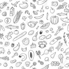 Black And White Palette For Vector Art Seamless Background With Hand Drawn Food Black And White Vector Illustration Eps10 Stock Vector 533749 Food Drawing Seamless Background How To Draw Hands