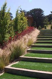 40 Comfy Garden Step On A Slope Design Ideas Sloped Garden Garden Steps Garden Stairs