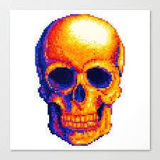 You'll never run out of free artworks! Neon Skull Pixel Art Leinwanddruck Von Octavian Codrea Society6