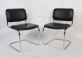 2 Black Leather Chrome Chairs Breuer Style Cesna Chair Mid Etsy In 2020 Mid Century Modern Chair Chrome Chair Vintage Office Chair