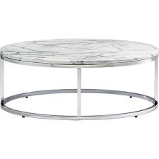 Contemporary and sleek acrylic legs. Round Chrome Coffee Table With Marble Top Staged