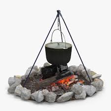 3d Model Campfire Tripod Cooking Pot Campfire Cooking Pot Cooking