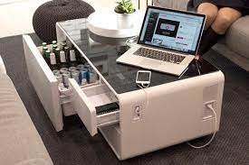 Mini refrigerator has the storage options you're looking for. Sobro Cooler Coffee Table