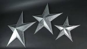 3 star points alternate red and white while 2 have stars. Set Of 3 Galvanized Metal Stars Wall Art Rustic Decorative Home Accent Indoor Outdoor Decor One Size Qfc