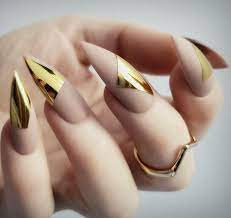 100 Nails Art Ideas Acrylic Nails Fashion And Beauty Ideas Stiletto Nails Designs Gold Nail Designs Metallic Gold Nails