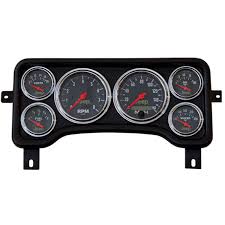 New, in the box auto meter oil pressure and temperature guages in black panel with tubing, fittings and lighting. Auto Meter 5381 Jeep Tj Direct Fit Gauge Panel