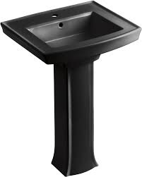 Bathroom faucets, lavatory faucets | signature hardware. Kohler K 2359 1 58 Thunder Grey Archer 24 Pedestal Lavatory With Single Hole Faucet Drilling Faucetdirect Com