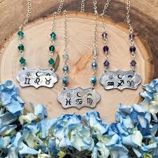 Custom Astrology Necklace Crystal Jewelry Bar Necklace