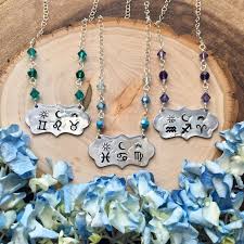 custom astrology necklace crystal jewelry bar necklace