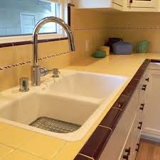 yellow tile kitchen countertops