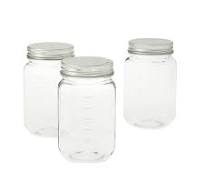 16oz Plastic Mason Jars with Lids by Celebrate It - Food Safe Plastic  Storage Container for Food and Craft Supplies - 3 Pack
