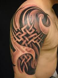 Half sleeve tattoos cover shoulder to arm, and polynesian symbols can accomplish this task in intricate detail. 48 Wonderful Tribal Tattoos