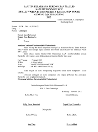Ada berbagai contoh surat undangan dengan berbagai jenis kegiatan seperti surat undangan rapat, pernikahan, reuni, dan sebagainya. Surat Pemberitahuan Maulid Ke Rt2