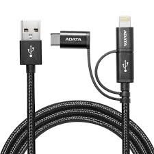 Adata 3 In 1 Cable Micro Usb Usb C Lighting Cable Black Raru