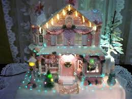 Fiber optic christmas decorations look amazing, especially at night time when they are on and light up a room. Pink Christmas Village House With Fiber Optic Lights Power Glitter Rose Christmas Village Houses Christmas Village Pink Christmas