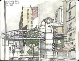 paris 13eme le metro aerien croquis urbain dessin coloration facile pour les seniors
