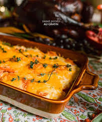 Sweet Potato Au Gratin Welcome By Waiting On Martha Recipe Potatoes Au Gratin Food Au Gratin