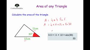 Apply the formula a = 1/2 * base * height; Area Of Any Triangle Corbettmaths Youtube