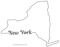 New York Map Outline Printable State Shape Stencil Pattern Map Of New York York Map Map Outline