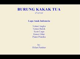 Notasi Lagu Burung Kakak Tua Notasi Lagu Anak Indonesia Youtube