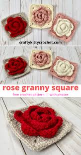 How To Crochet A Rose Granny Square Free Pattern In 2020 Granny Square Crochet Pattern Crochet Rose Pattern Granny Square Crochet Patterns Free